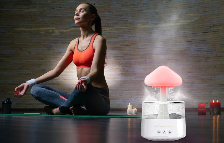 RaindropRelaxation - Calming Rain - Mushroom Rain Cloud Humidifier – Water  Sound & Essential Oil Diffuser for Home Aroma – Bedroom Night Light With