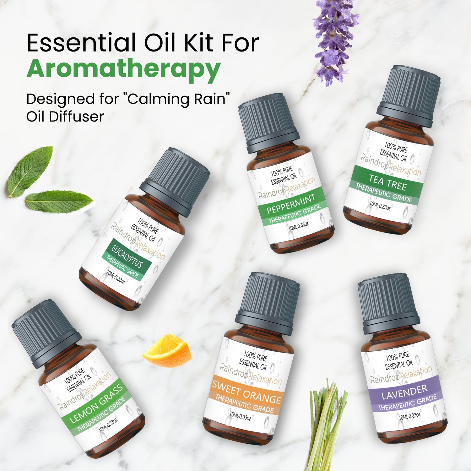 3 Piece Essential Oil Set - (Lavender, Orange, Eucalyptus